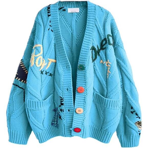 Sweaters - Women's Cable Knit Long Sleeve Open Front Cardigan Sheep V-Neck